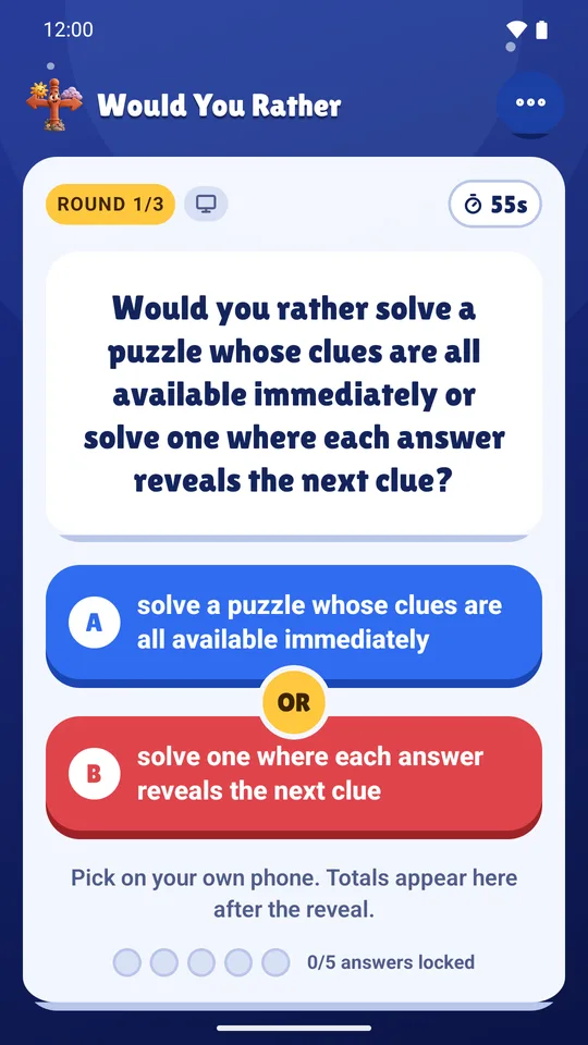 Would You Rather 題目，有兩個答案可以選擇